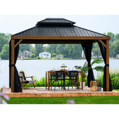 Gazebo Penguin Yosemite Gazebo Aluminum frame wood finish 10 x 12 41012MR-62