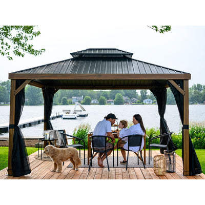 Gazebo Penguin Yosemite Gazebo Aluminum frame wood finish 10 x 12 41012MR-62