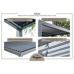 Gazebo Penguin Vikos 10 x13 Aluminum stand alone Pergola PA1013